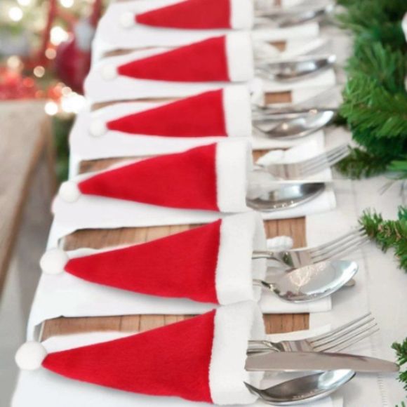 Adorable Christmas Table Decor Santa Hats Qt 10 - Picture 1 of 4